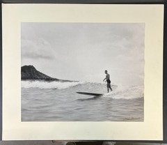 Josef Muench B/W Gelatin Silver Photograph Hawaiian surfer at Waikiki Beach