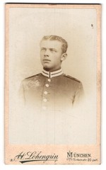 Photograph Carl Berné, Munich, Türkenstraße 20, portrait young soldier in Gard