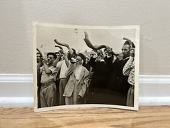 Vintage Jewish Original Photograph Heralding New Synagogue Israel Shofar Rabbi!!
