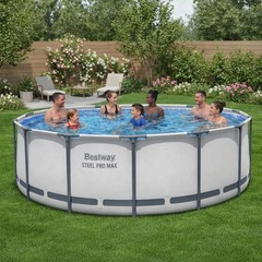 Bestway Steel Pro MAX 14’x48″ Round Above Ground Swimming Pool with Pump & Cover
