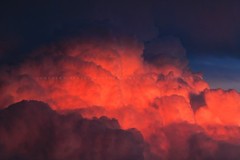 Storm Clouds Photography Print: Texas Cumulonimbus Fiery Red Sunset Sky Photo