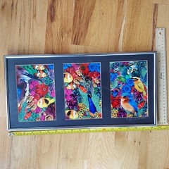 John Akhtar Signed Art Photography Triptych – Birds, Flowers, and Tropical Fish