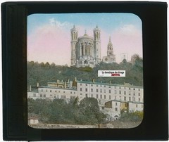 Basilica Notre-Dame de Fourvière Lyon, Antique Glass Color Plaque, 8.5×10 Cm