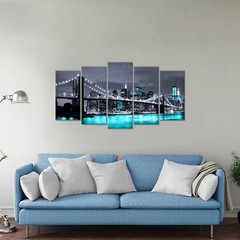 Kaloremore Black White and Blue Brooklyn Bridge Picture Canvas Prints New Yor…