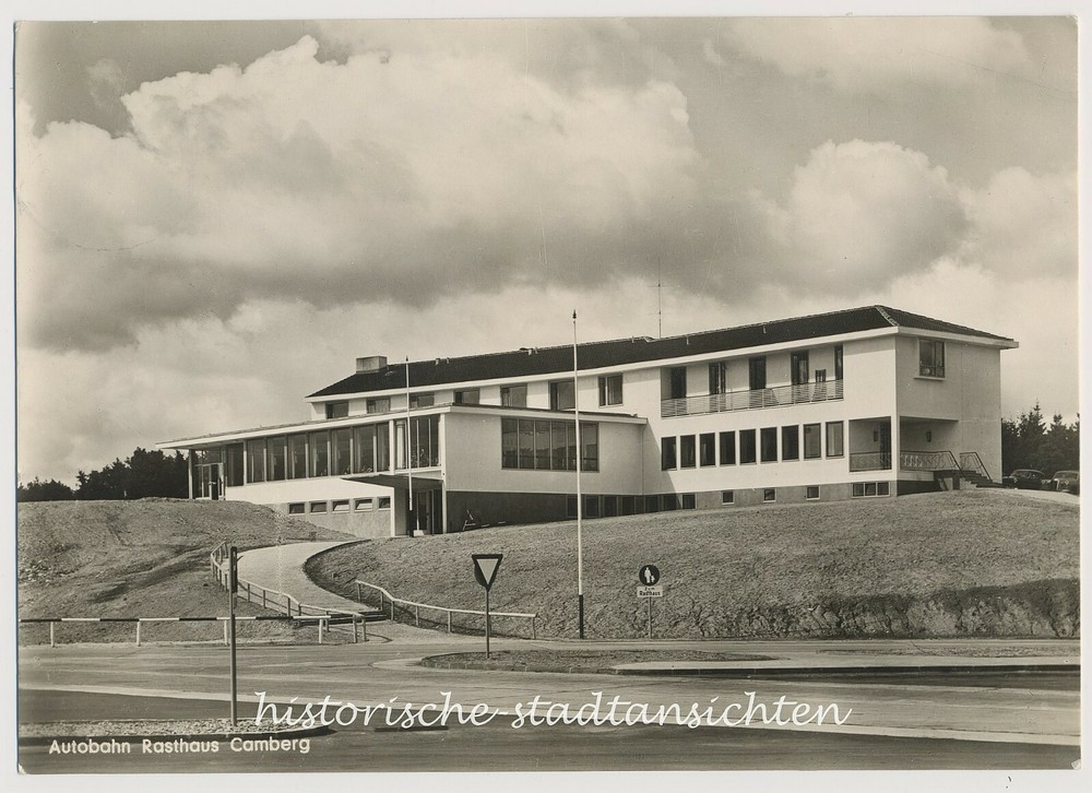 Motorway service area rest area A3 Bad Camberg 1953-postcard real photo old photo 1950s