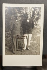 Photo Portrait Young Men Model Hat Suit Postcard Bow Tie Youth Picture Vintage