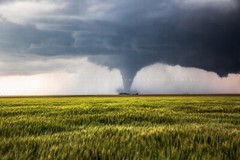 Storm Photography Print – Picture of Tornado Passing Behind Farmhouse in Kansas