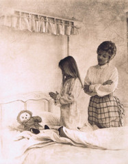 Hendrickson Original Photo MOM WATCHING DAUGHTER PRAY BEFORE BED Girl 11X14″