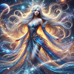 Digital Image Celestial Goddess Fantasy Art Picture Wallpaper Background AI Art