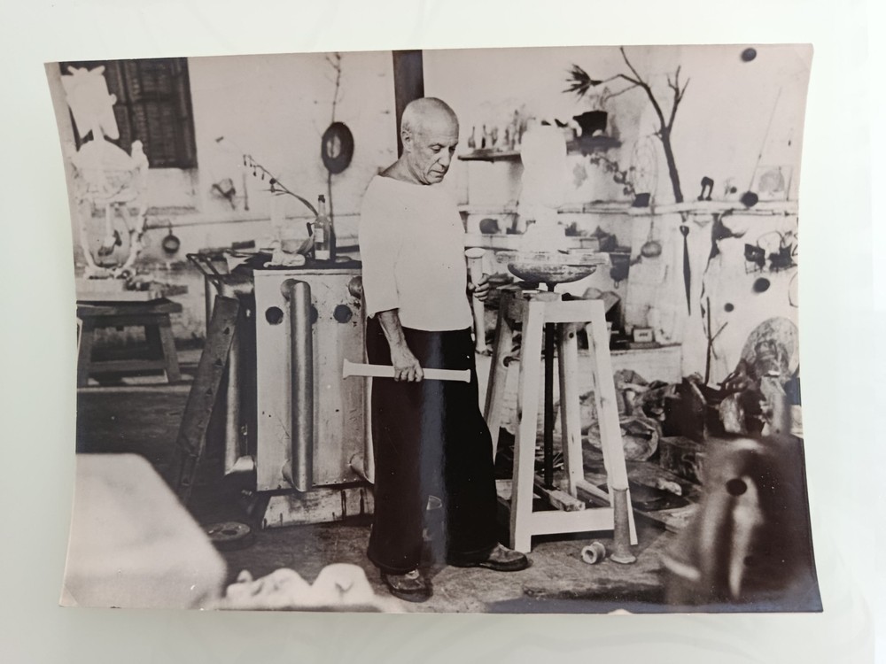 Original Vintage Photo Pablo Picasso in His Ceramic Studio in Vallauris