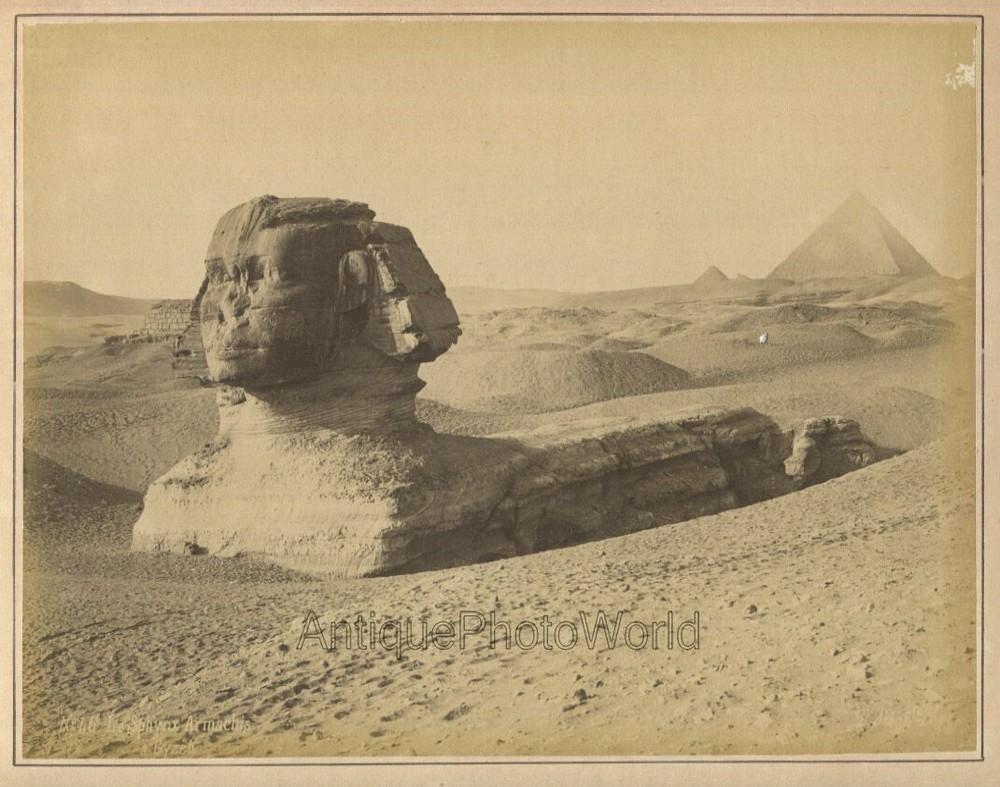 Egypt Sphinx monument antique albumen art photo by JP Sebah