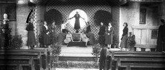 vintage fine art glass negative, modern women in church, actress, unusual, 1930