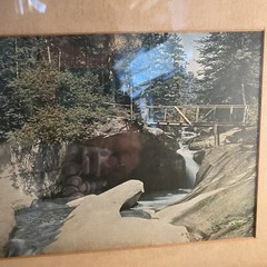 Vintage Framed Photo Of Bridge Over Creek Matted Ready To Hang 12.75”W x 10.75”H