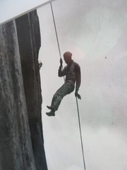 Climber on El Capitan, Yosemite – Unknown Climber Repelling