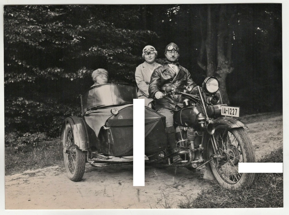 24x18cm Foto 1920er Abzug 1980er Harley Davidson mit Beiwagen IA-1227 photo