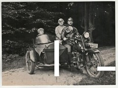 24x18cm Foto 1920er Abzug 1980er Harley Davidson mit Beiwagen IA-1227 photo