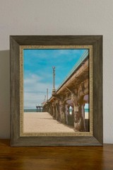 Grey Wood Frame Pier Ocean Photo Print – Beach Coastal Wall Art 12.6”x10.7”–~1″