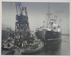 Ship TRANSATLANTIC HAMBURG Rouge River Detroit Michigan 1950-1970s Photo Boats
