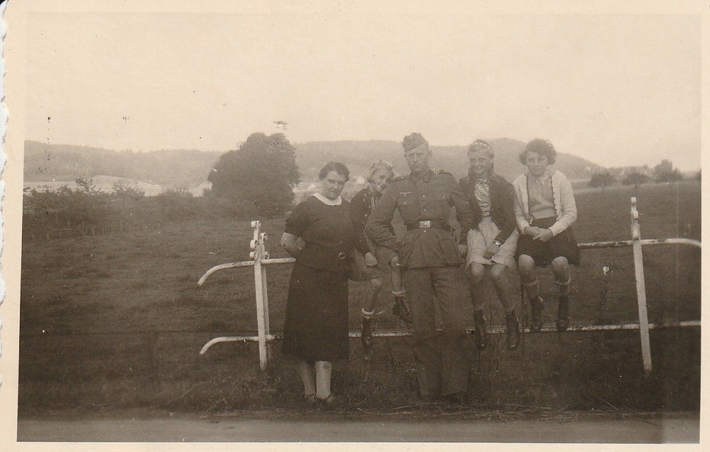 Vintage Photo Soldier with Young Girl and Woman Snapshot
