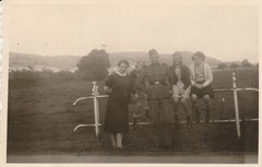 Vintage Photo Soldier with Young Girl and Woman Snapshot