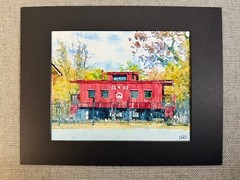 B & O Caboose Digital Watercolor Original Photograph 8 X 10 Mat 11 X 14 – Signed
