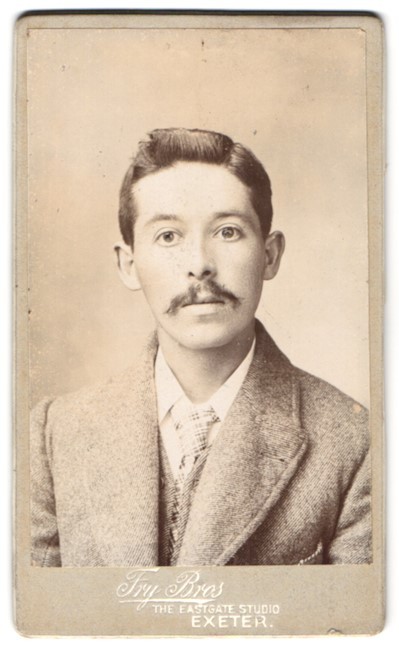 Photograph Fry Bros., Exeter, The Eastgate Studio, Portrait of a Man with Sch