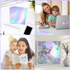 Sherr 120 Pcs Holographic Stickers Paper 8.5×11 Inch Printable Vinyl Glossy S…