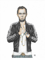2020 Lindsay Ekstrom Gilcee Portrait Print Abraham Lincoln «Prayer Hands Abe»