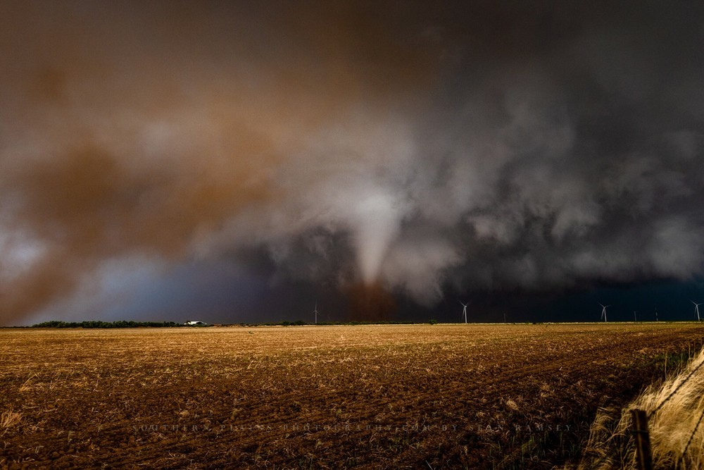 Storm Photography Print – Picture of Tornado Churning Up Dust in Texas