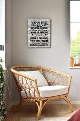 Camping Rules Canvas Wall Art Prints – Framed Artwork Signs for RV Room, Bath…
