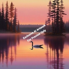 Digital Image Picture AI Artwork Sunset Lake Coniferous Trees Aquatic Bird