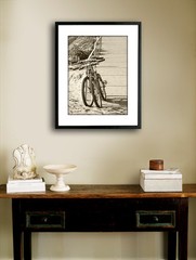 Two Bikes On The Beach In Sepia 12″ x 16″ Fine Art Print