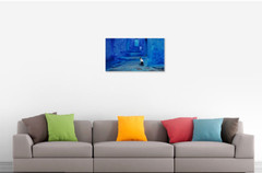 Cat in Blue City – Morocco Africa – on Canvas – Travel Pets Dogs Wall Art 24X36