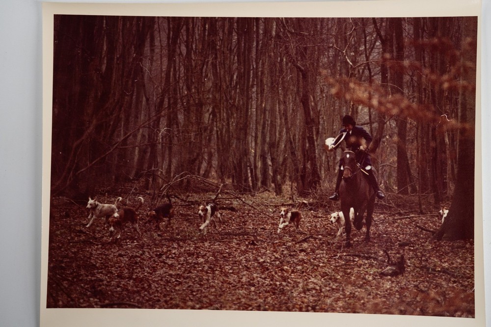 Vintage Analog Photo France Hunting Foxhunting Horse 24X30Cm 1970