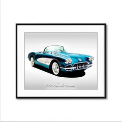 Classic Cars – 1958 Chevrolet Corvette – Turquoise – Print