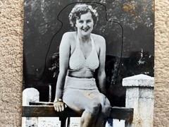 21x16cm Vintage DPA Photo on Agfa Brovira Circa 1950 Eva Braun – Brown Spots