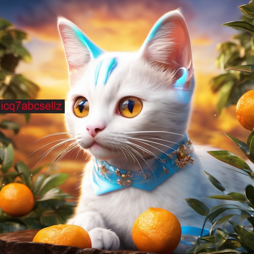 Digital Image -Photo Wallpaper Background Desktop- Kawaii Cat in Orange Grove