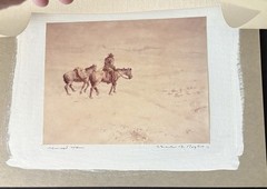 Vintage Western Photolithograph Kansas Artist Charles B Rogers Signed Horse