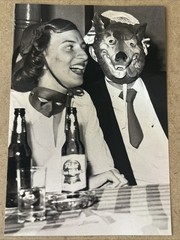 Art Photo Modern-Day Print of Vintage Image “DOG-FACE MAN & LAUGHING WOMAN” BEER