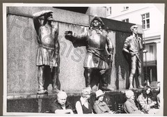 Photo Norway Bergen Torgallmenningen Monument Statues Square 1950s