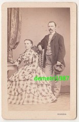 CdV photo couple in fine fashion fashion around 1870 Schröer Saaz! (F1987