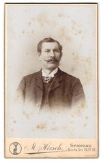 Photograph M. Hirsch, Berlin-Spandau, Breite Str. 26, portrait gentleman in suit mi