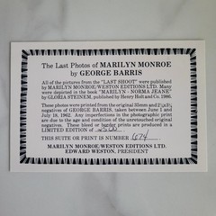 Marilyn Monroe George Barris Last Collection Weston Limited Numbered Photo Set