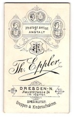 Photograph Th. Eppler, Dresden, monogram of photographer and medals with port