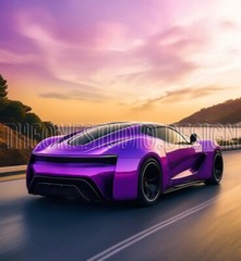 Digital Illustration Purple Sports Car HD Photo Wallpaper Image for Print