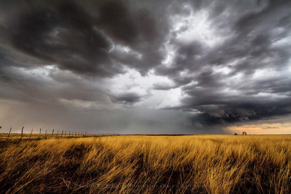 Thunderstorm Photography Print – Picture of Storm Over Prairie Grass in Oklahoma