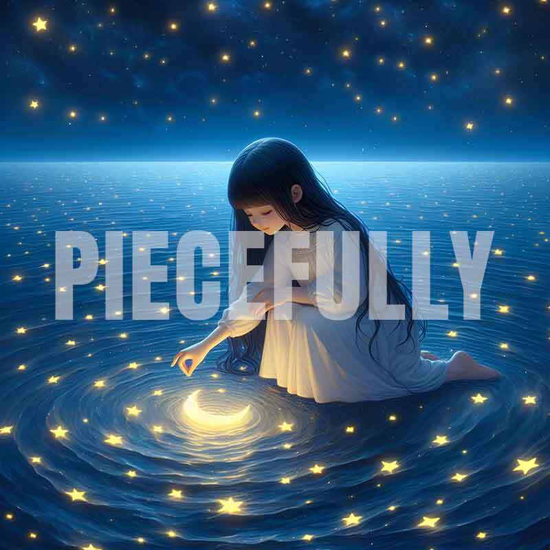 The Girl and Her Moon #035 AI Digital Art Image w/ Abstract Riddle Philosophy