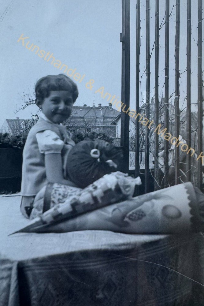 orig. Photo Child Girl School Bag Enrollment School Circa 1930