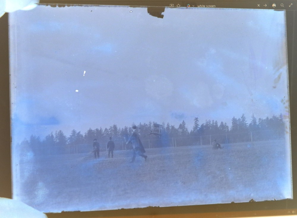 Antique Photograph Glass Negative «Air Ship» Biplane Taking Off Test Flight 1909