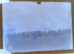 Antique Photograph Glass Negative «Air Ship» Biplane Taking Off Test Flight 1909